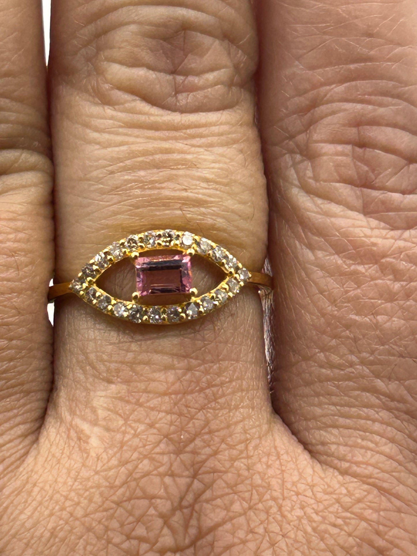 Evil Eye 14k Solid Gold Diamond Rings.Genuine handmade pave diamond Rings.