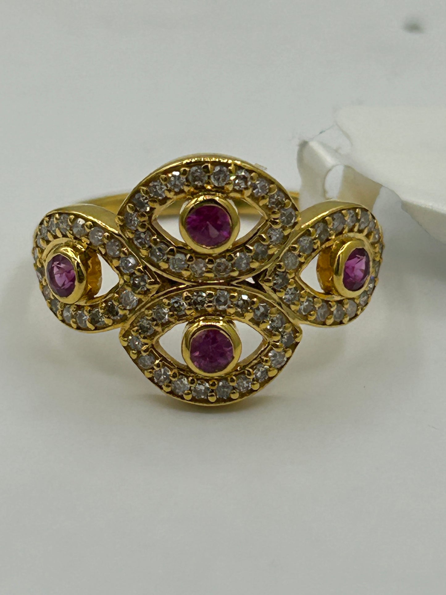 Evil Eye 14k Solid Gold Diamond Rings.Genuine handmade pave diamond Rings.