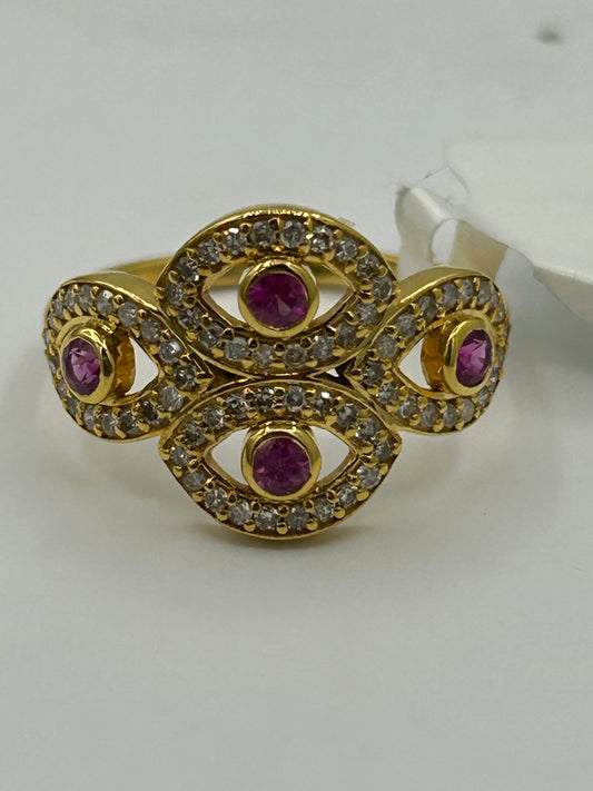 Evil Eye 14k Solid Gold Diamond Rings..