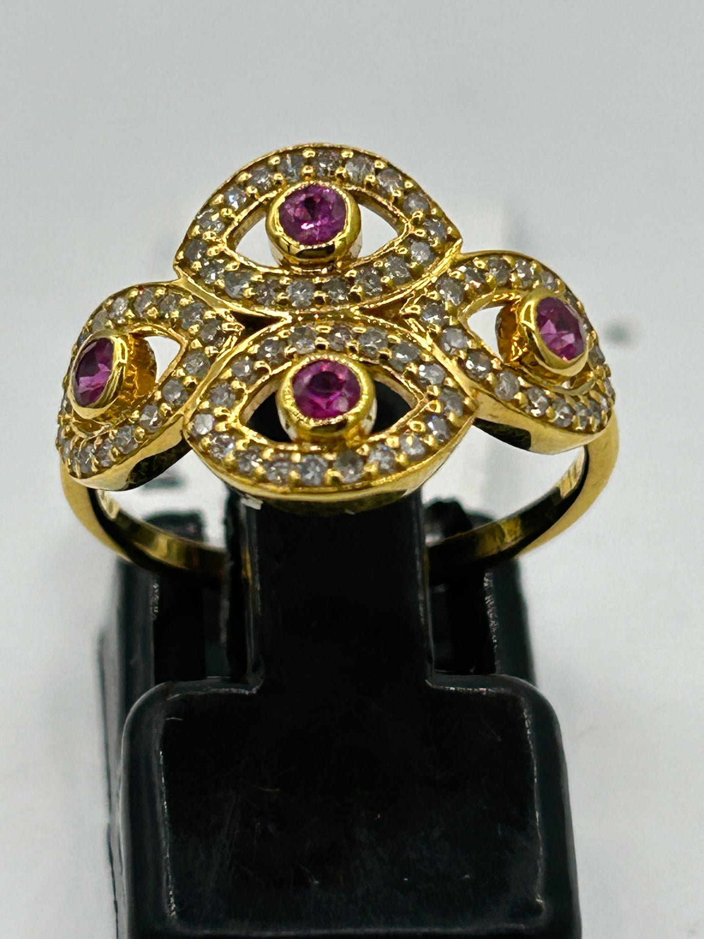 Evil Eye 14k Solid Gold Diamond Rings.Genuine handmade pave diamond Rings.