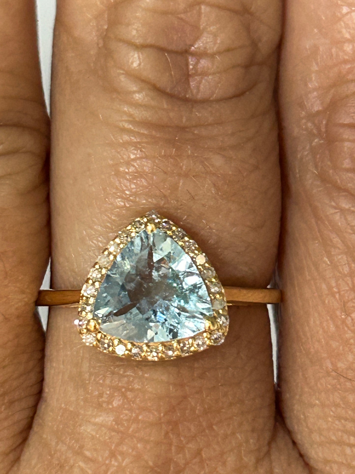 Aqua 14k Solid Gold Diamond Rings.Genuine handmade pave diamond Rings.