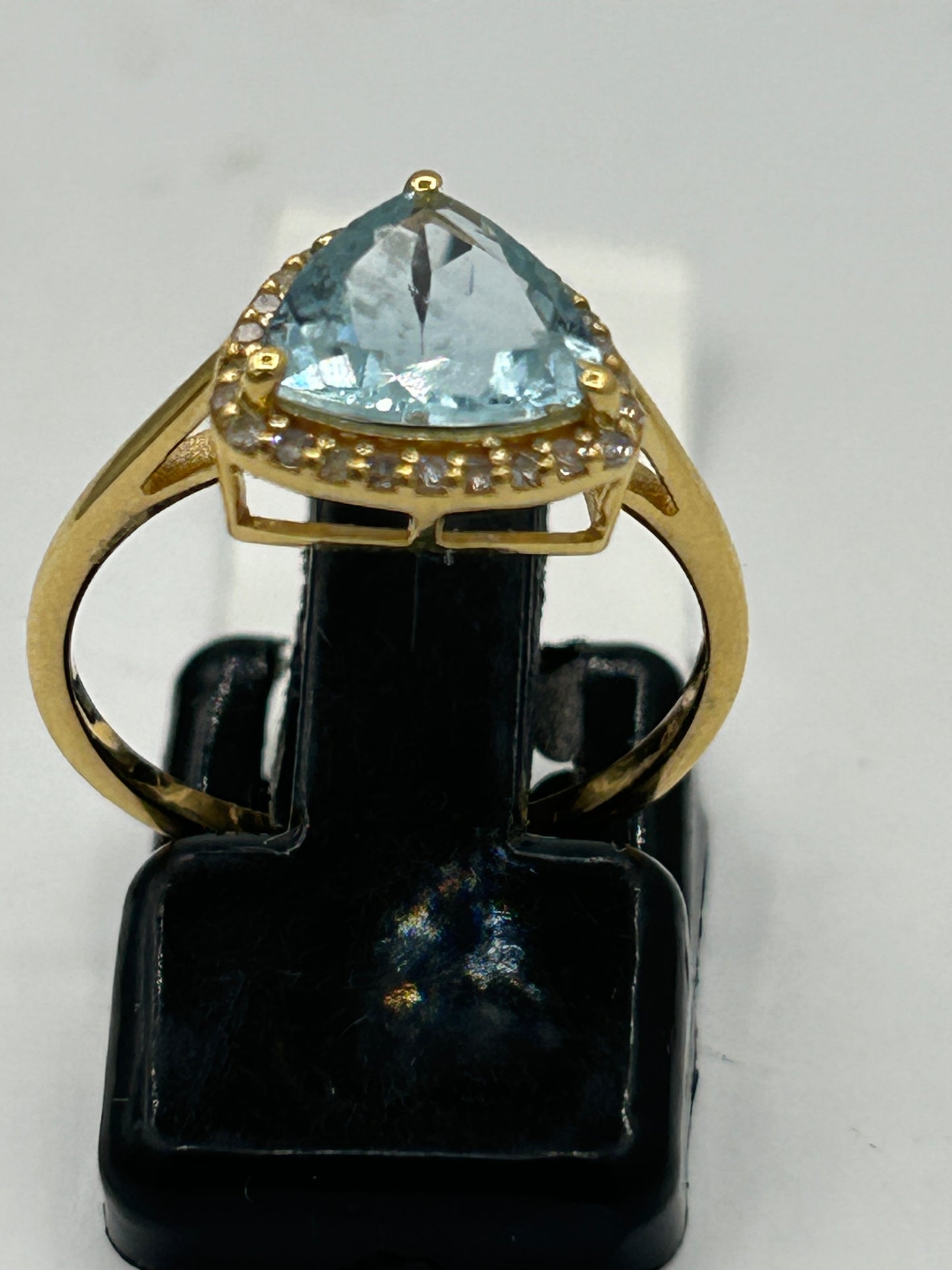 Aqua 14k Solid Gold Diamond Rings.Genuine handmade pave diamond Rings.