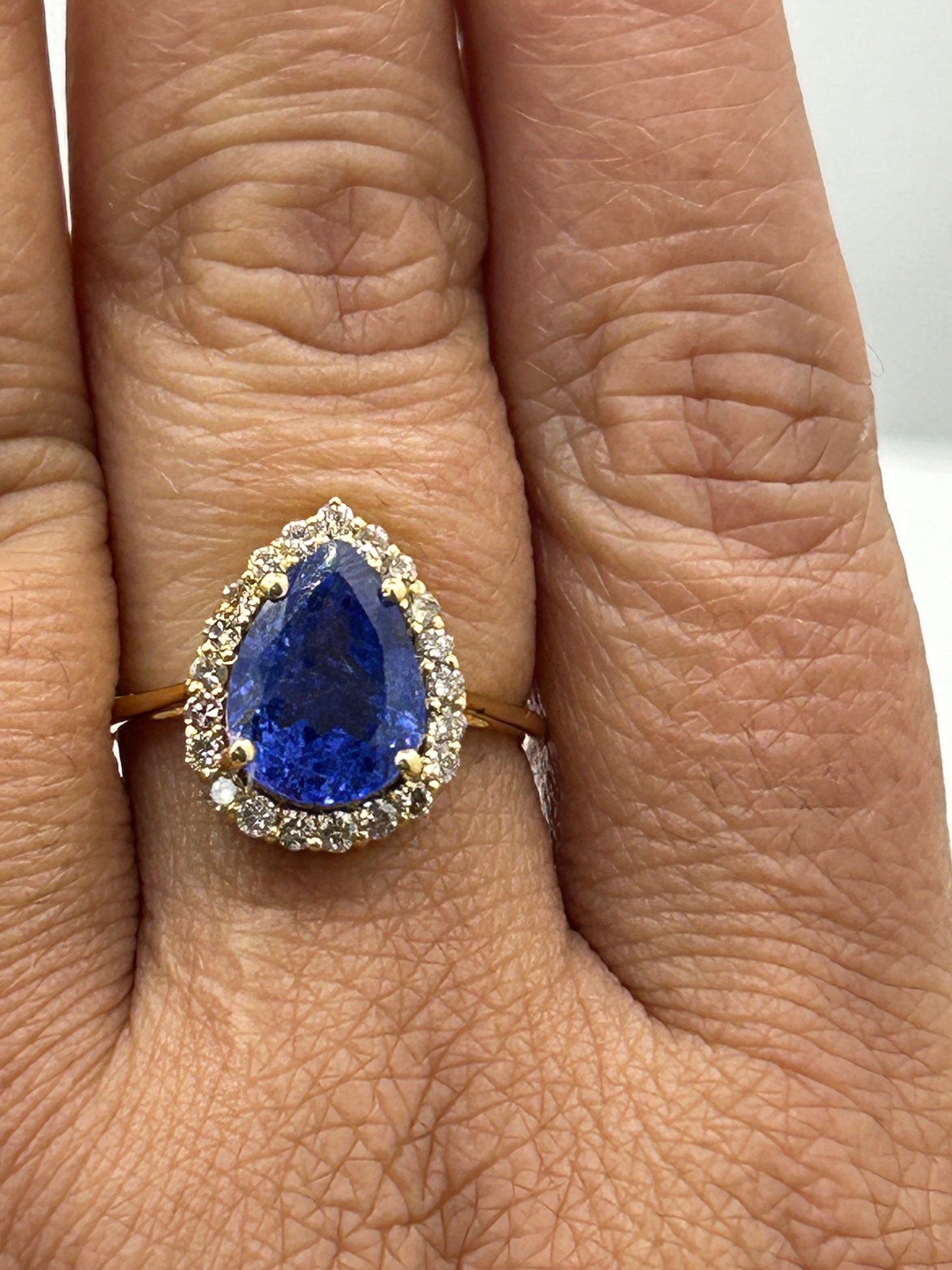 Tanzanite 14k Solid Gold Diamond Rings.Genuine handmade pave diamond Rings.