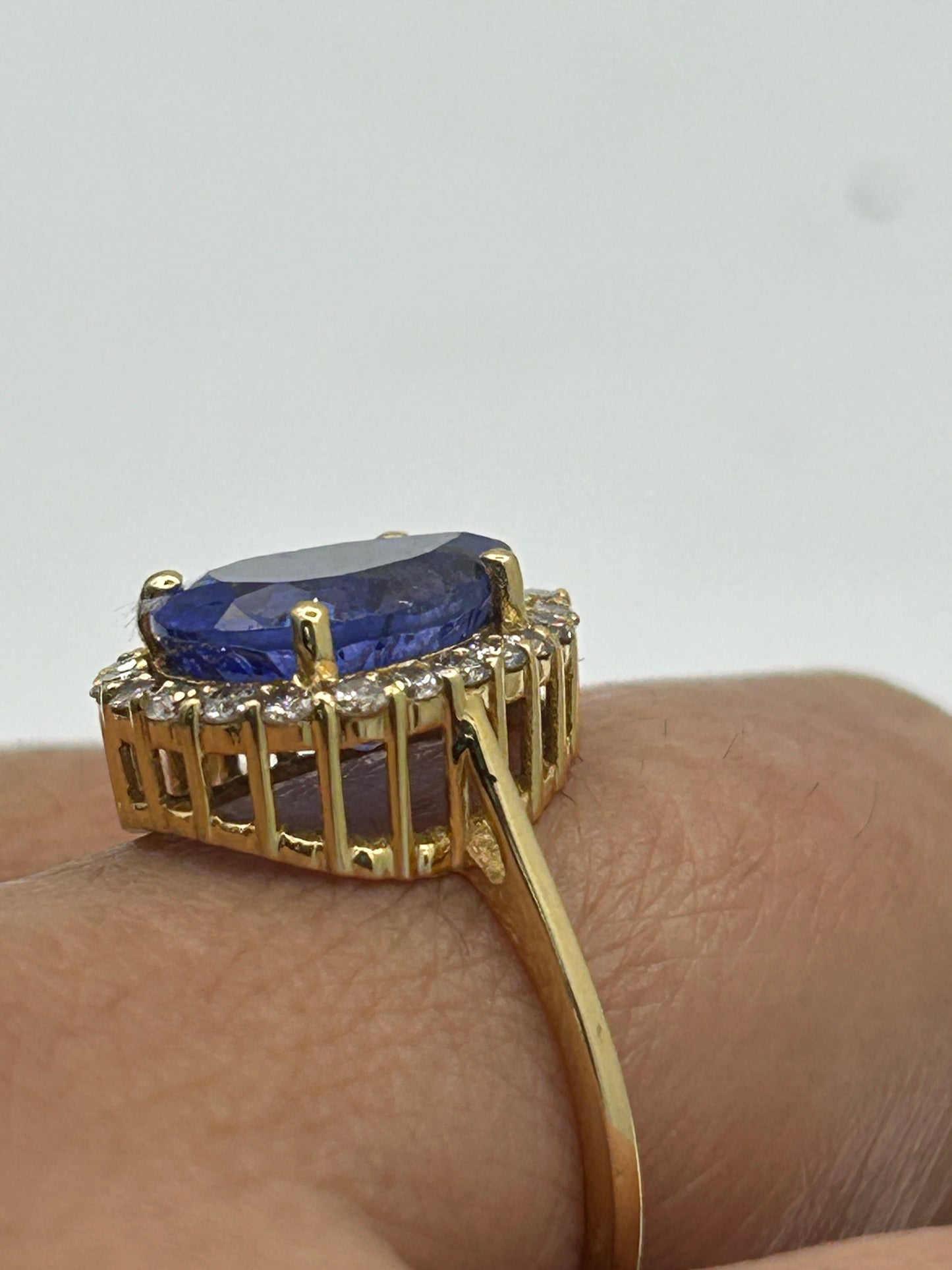 Tanzanite 14k Solid Gold Diamond Rings.Genuine handmade pave diamond Rings.
