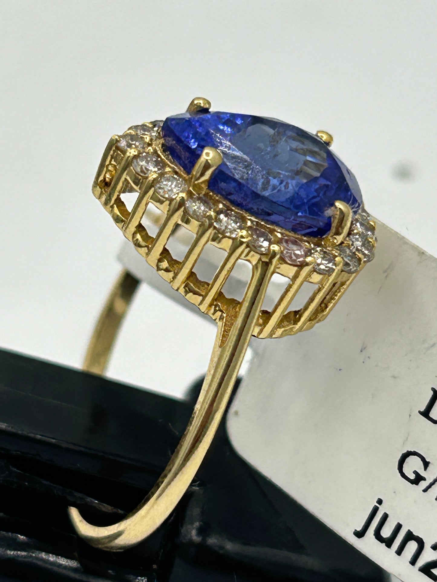 Tanzanite 14k Solid Gold Diamond Rings.Genuine handmade pave diamond Rings.