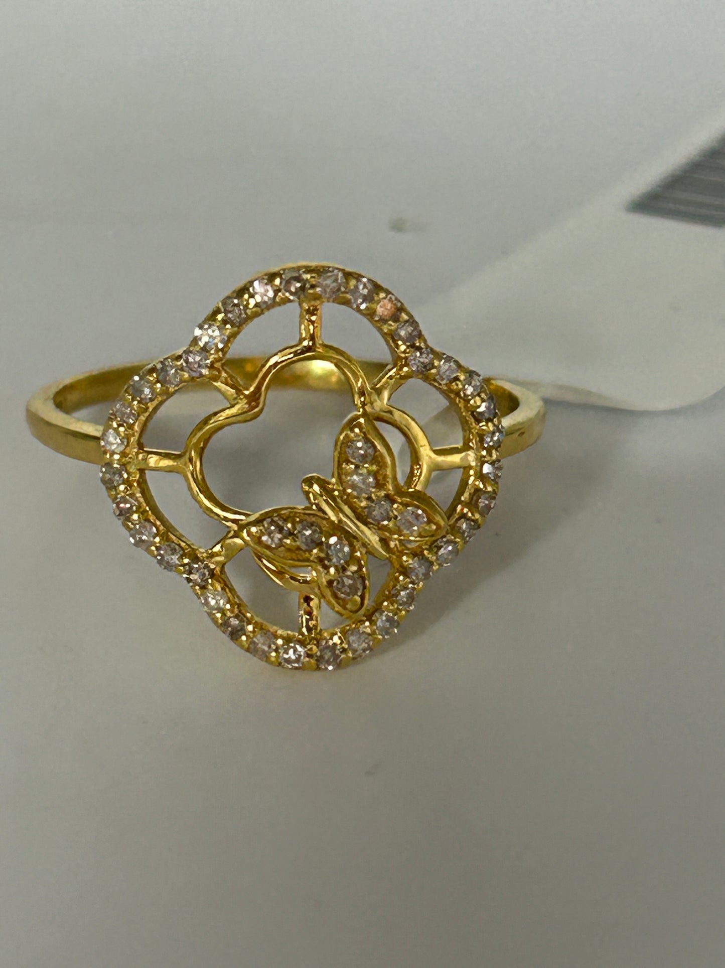Butterfly 14k Solid Gold Diamond Rings.Genuine handmade pave diamond Rings.