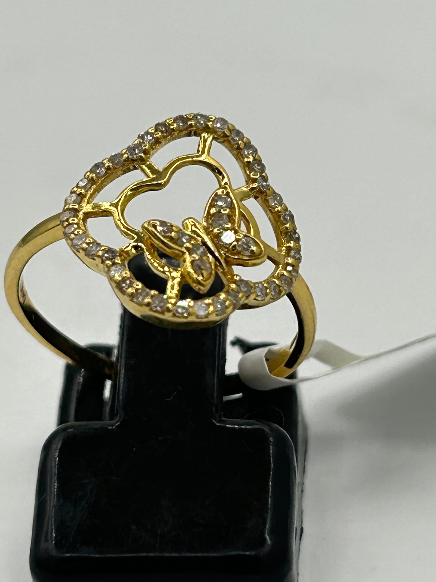Butterfly 14k Solid Gold Diamond Rings.Genuine handmade pave diamond Rings.
