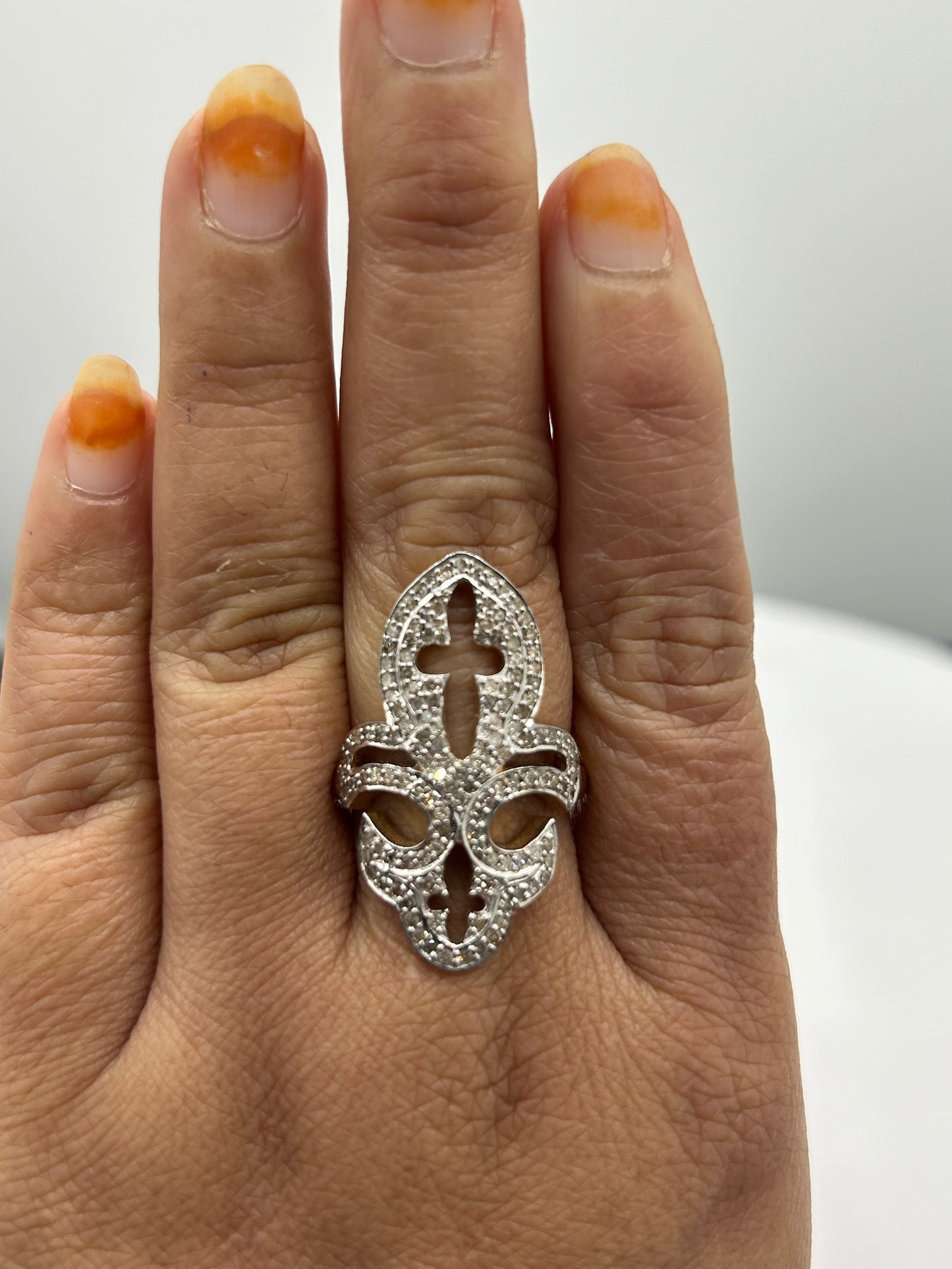 14k Solid Gold Diamond Rings. Genuine handmade pave diamond Rings. Approx Size (32 x 20 mm)