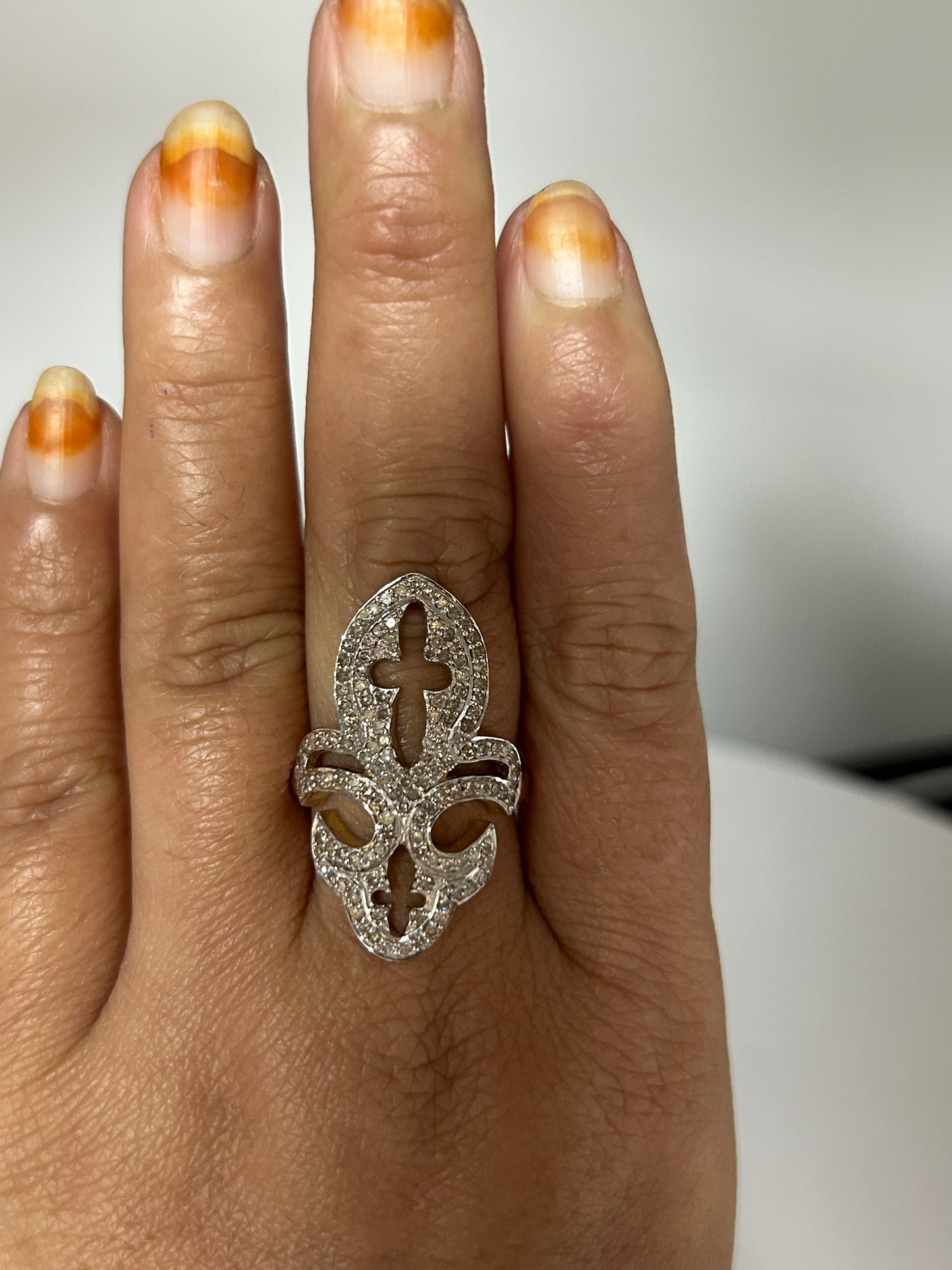 14k Solid Gold Diamond Rings. Genuine handmade pave diamond Rings. Approx Size (32 x 20 mm)
