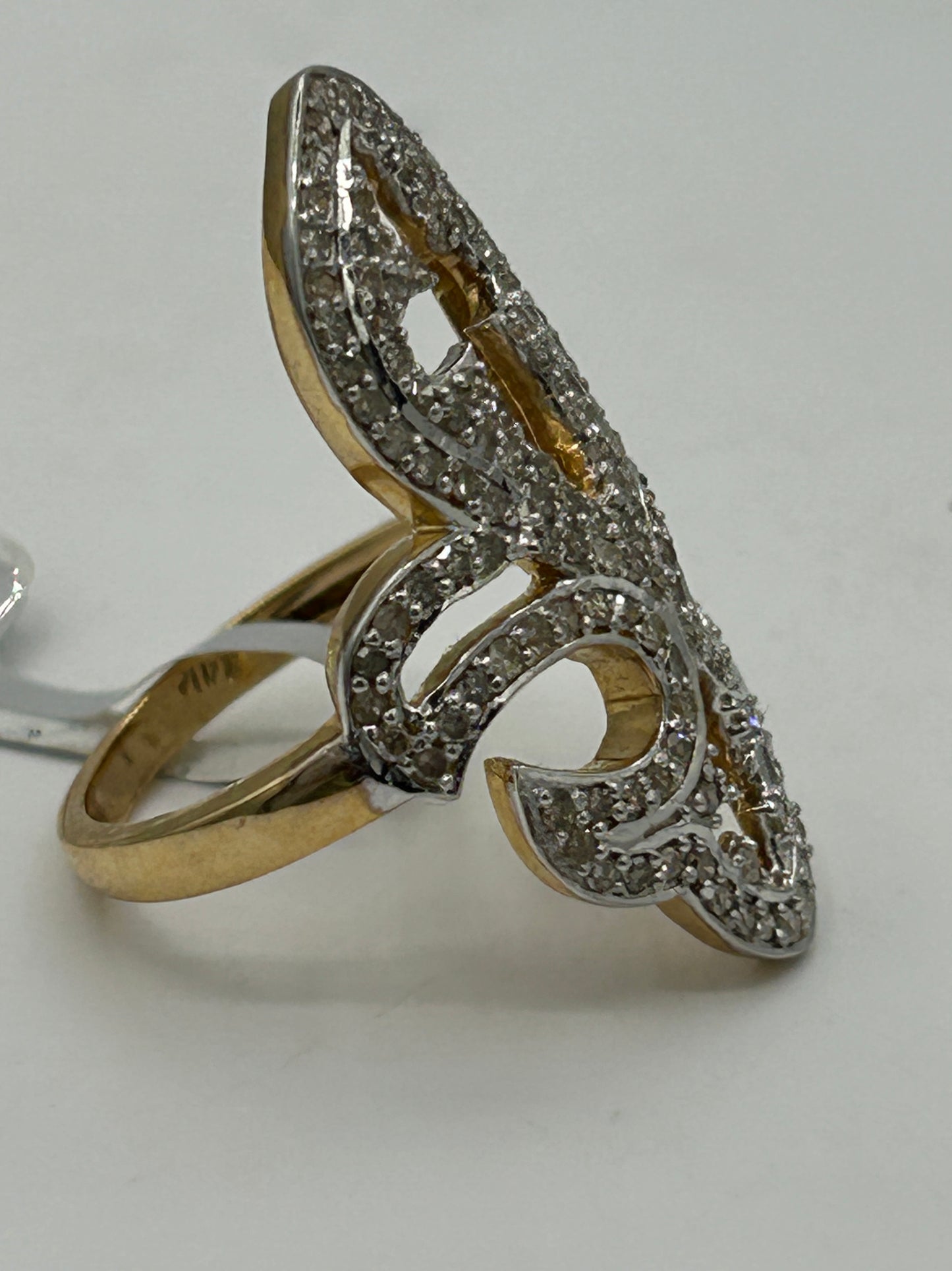 14k Solid Gold Diamond Rings. Genuine handmade pave diamond Rings. Approx Size (32 x 20 mm)