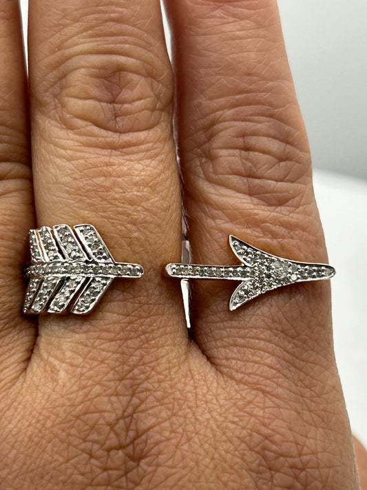 14k Solid Gold Arrow Diamond Rings 0.72 "(10 x 35 mm)