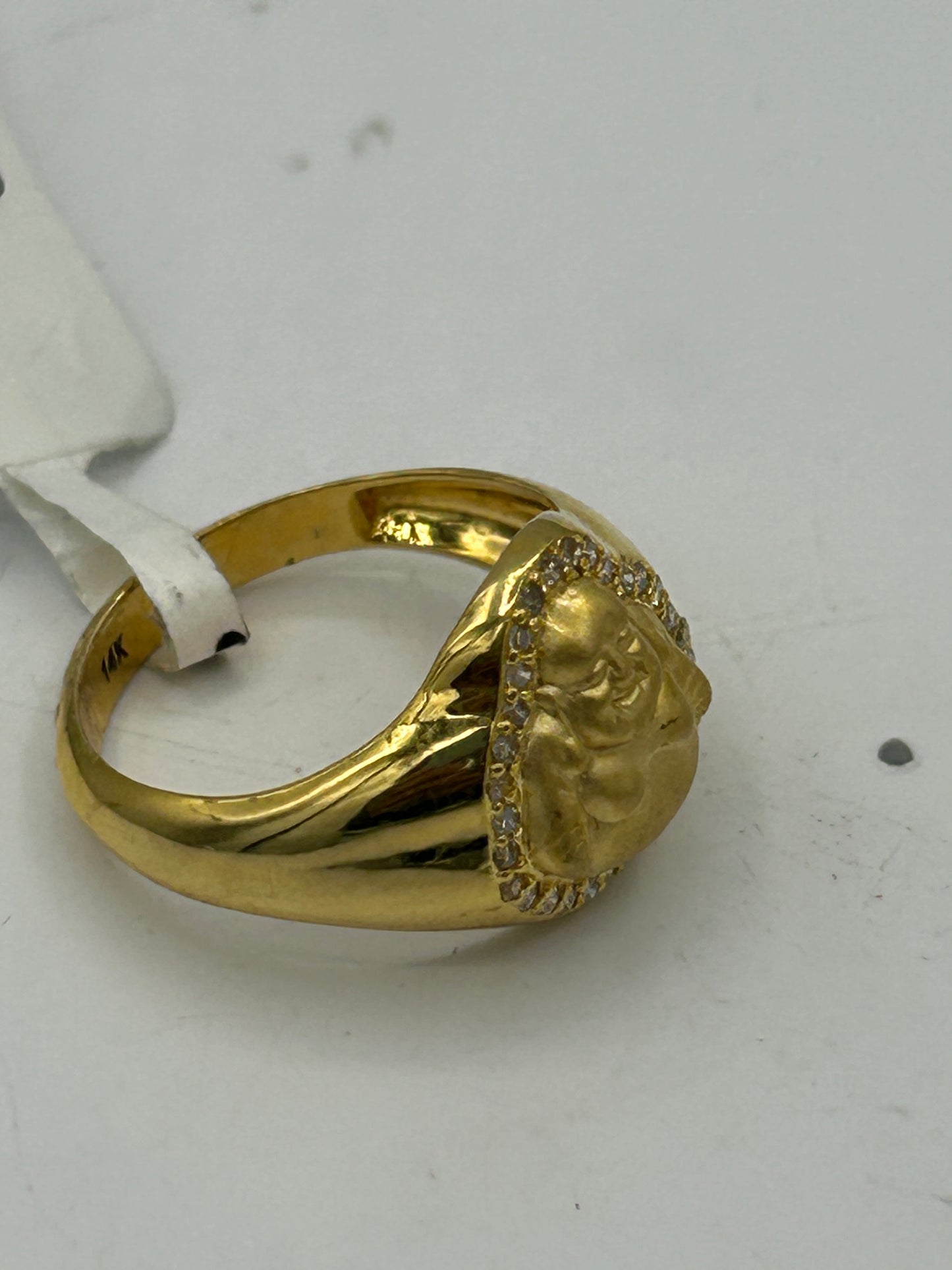 Laughing Buddha 14k Solid Gold Diamond Rings.Genuine handmade pave diamond Rings.