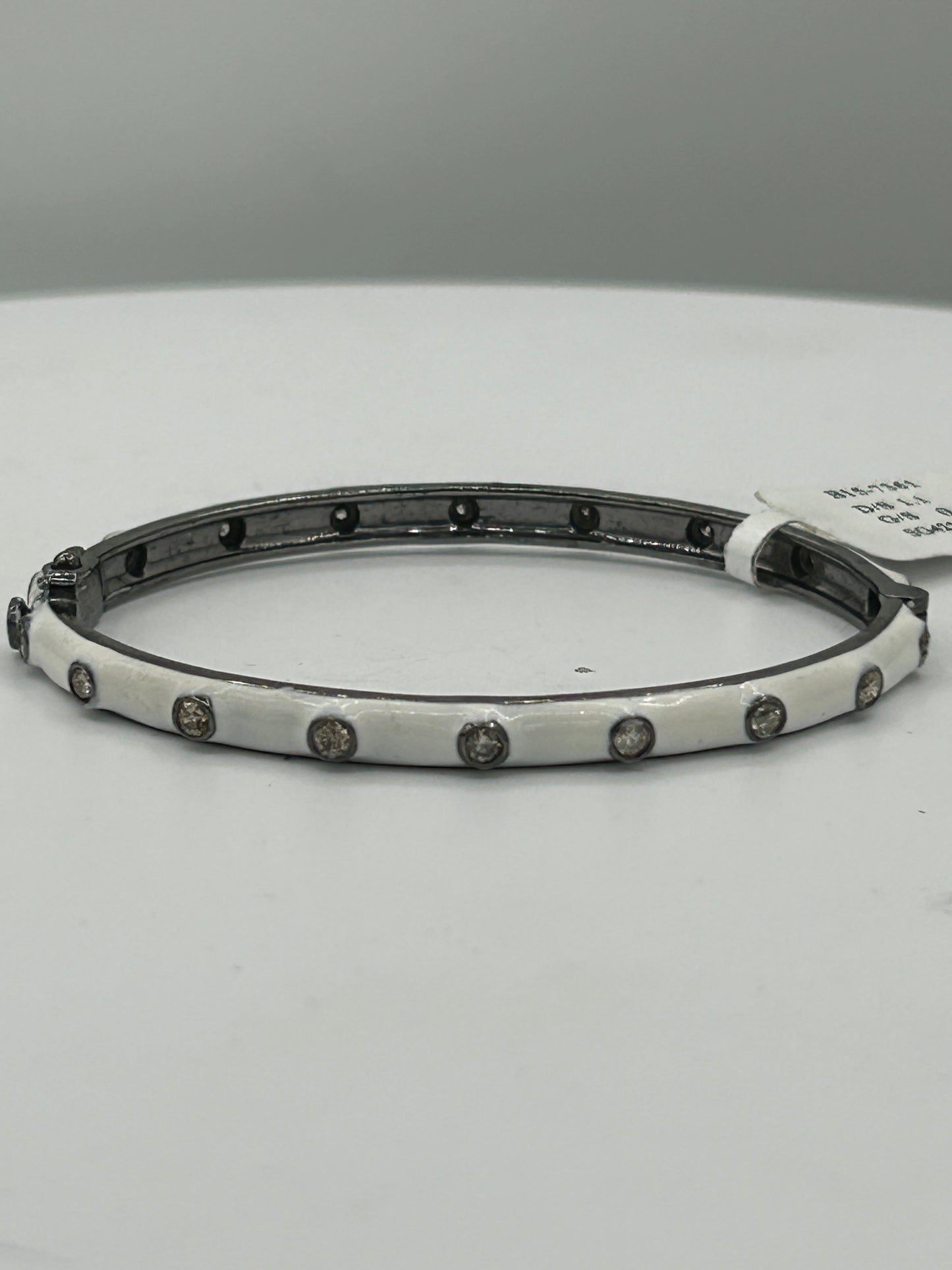 Blue and White Enamel Diamond Bangle
