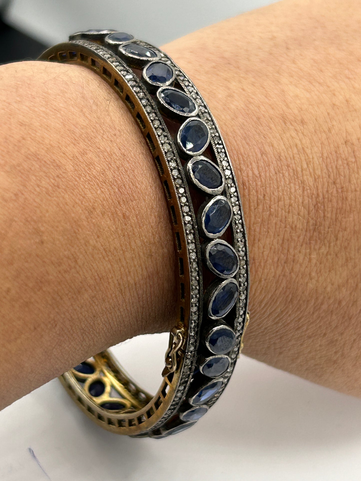 Blue Sapphire Diamond Bangle