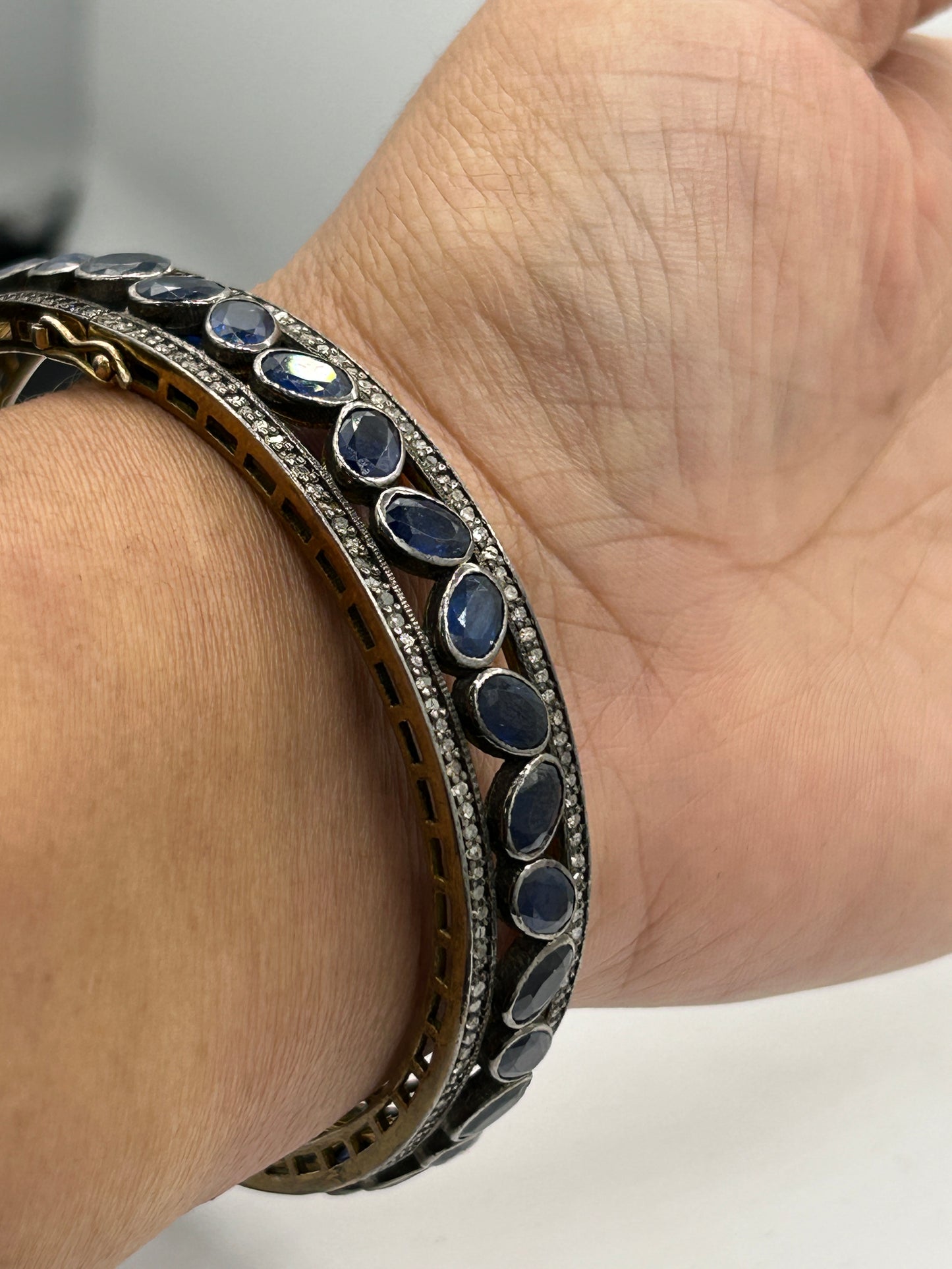 Blue Sapphire Diamond Bangle