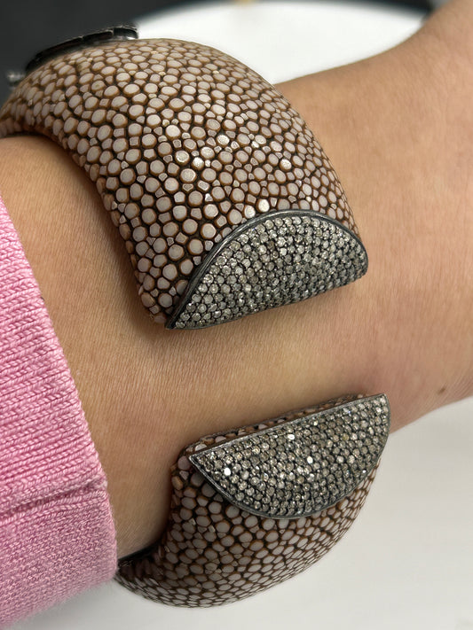 Leather Diamond Bangle