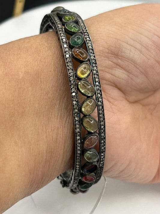 Tourmaline Diamond Bangle