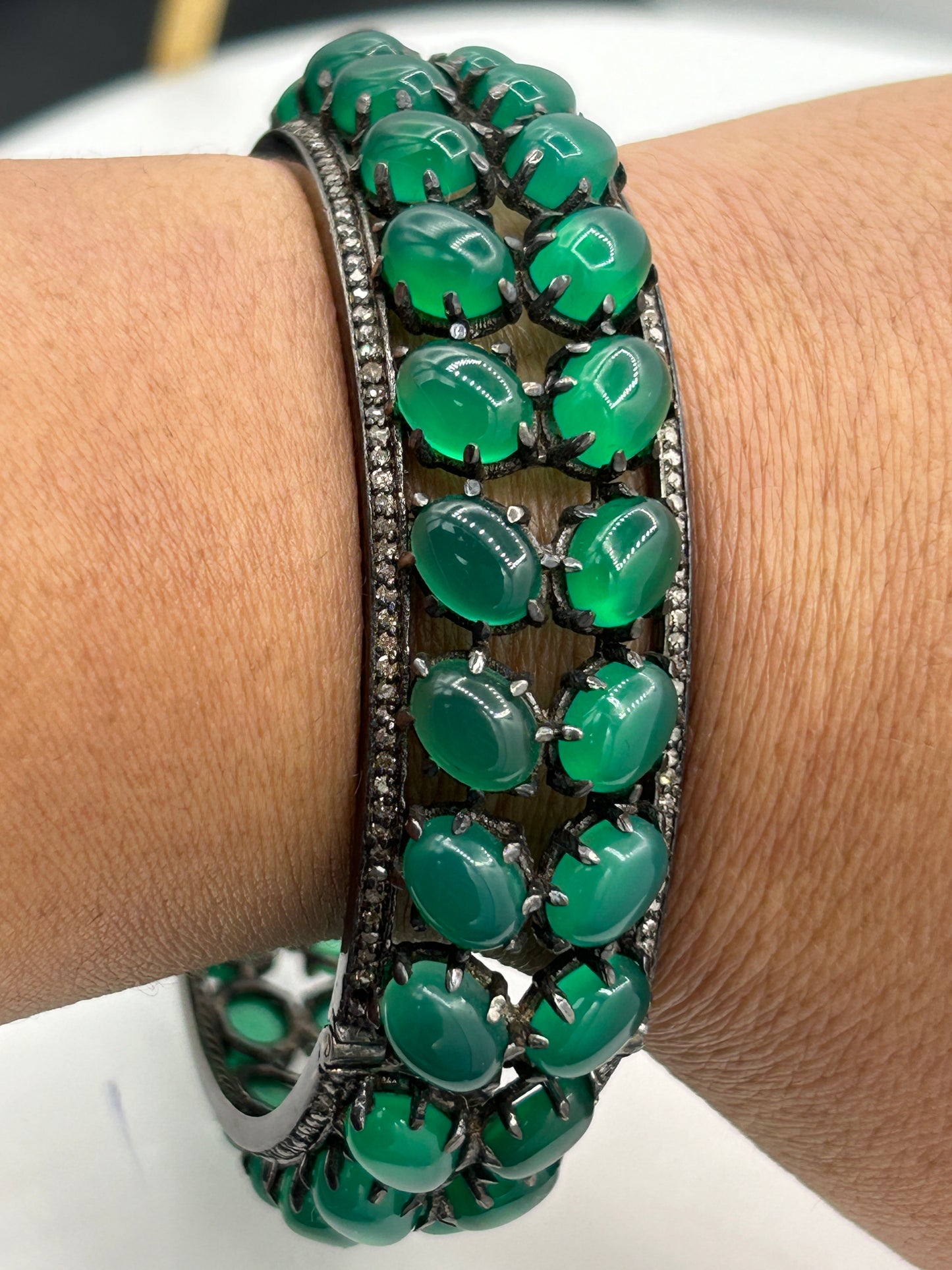 Green Onex Diamond Bangle