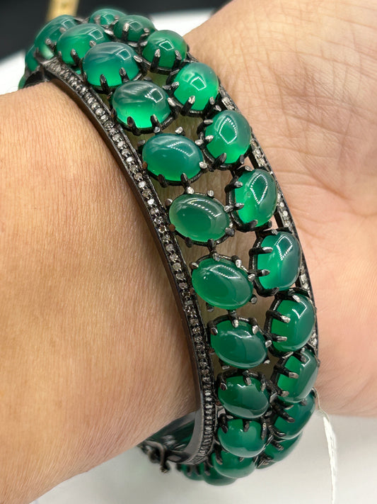 Green Onex Diamond Bangle