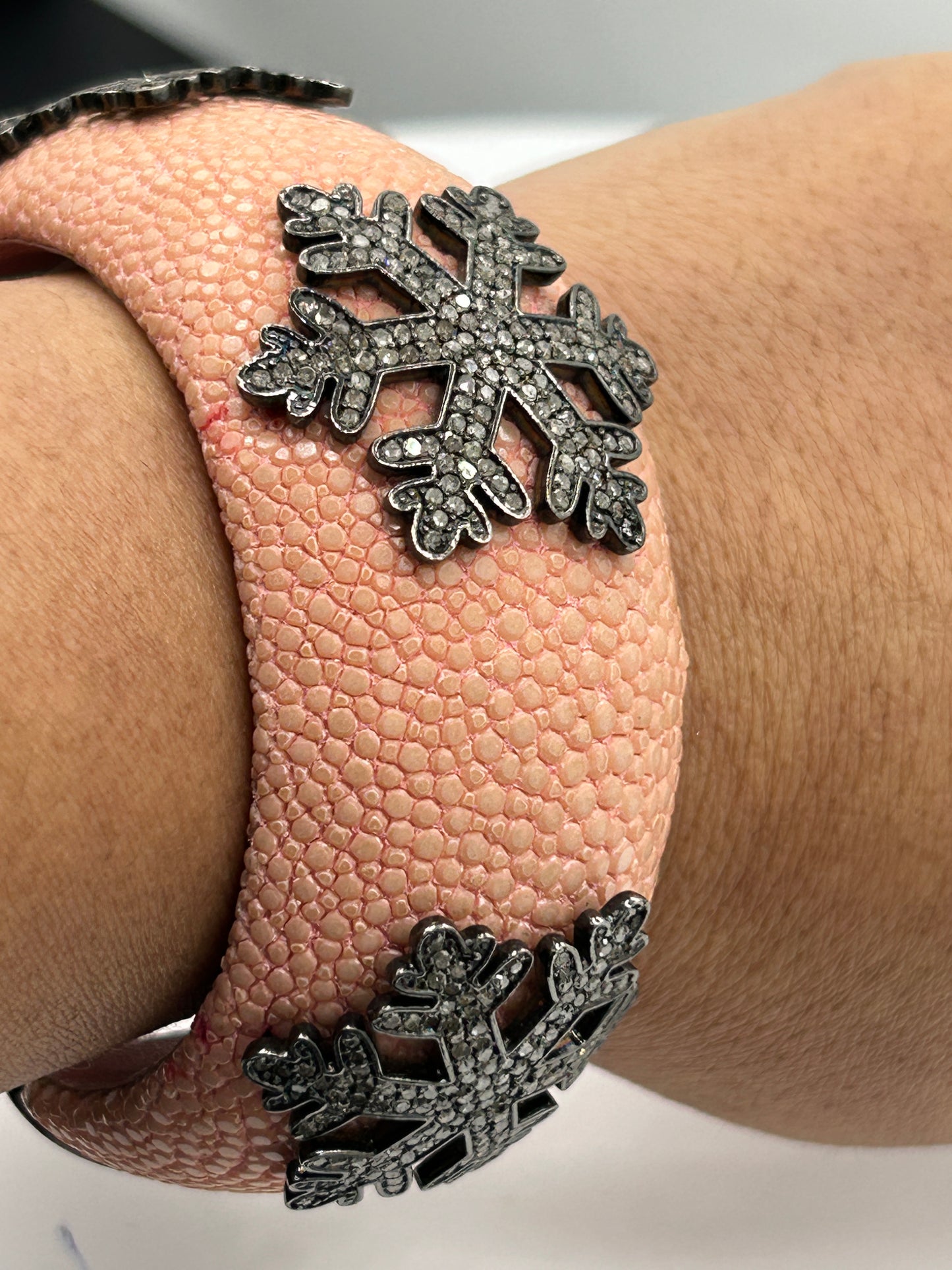 Leather Diamond Bangle