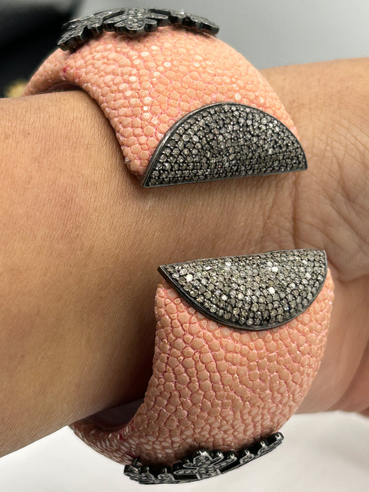 Leather Diamond Bangle