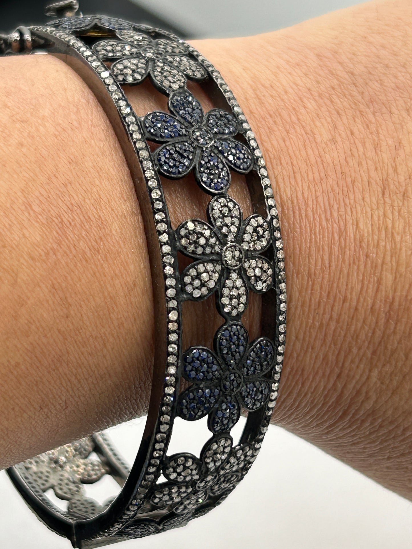 Blue Sapphire Diamond Bangle