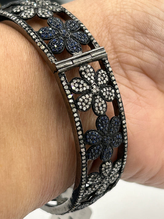 Blue Sapphire Diamond Bangle