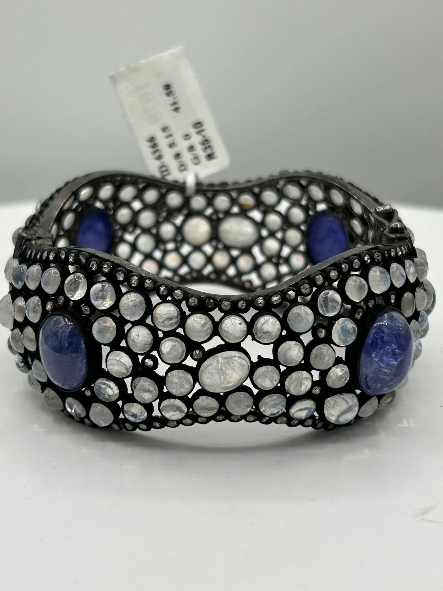 Rainbow Moonstone Tanzanite Diamond Bangle