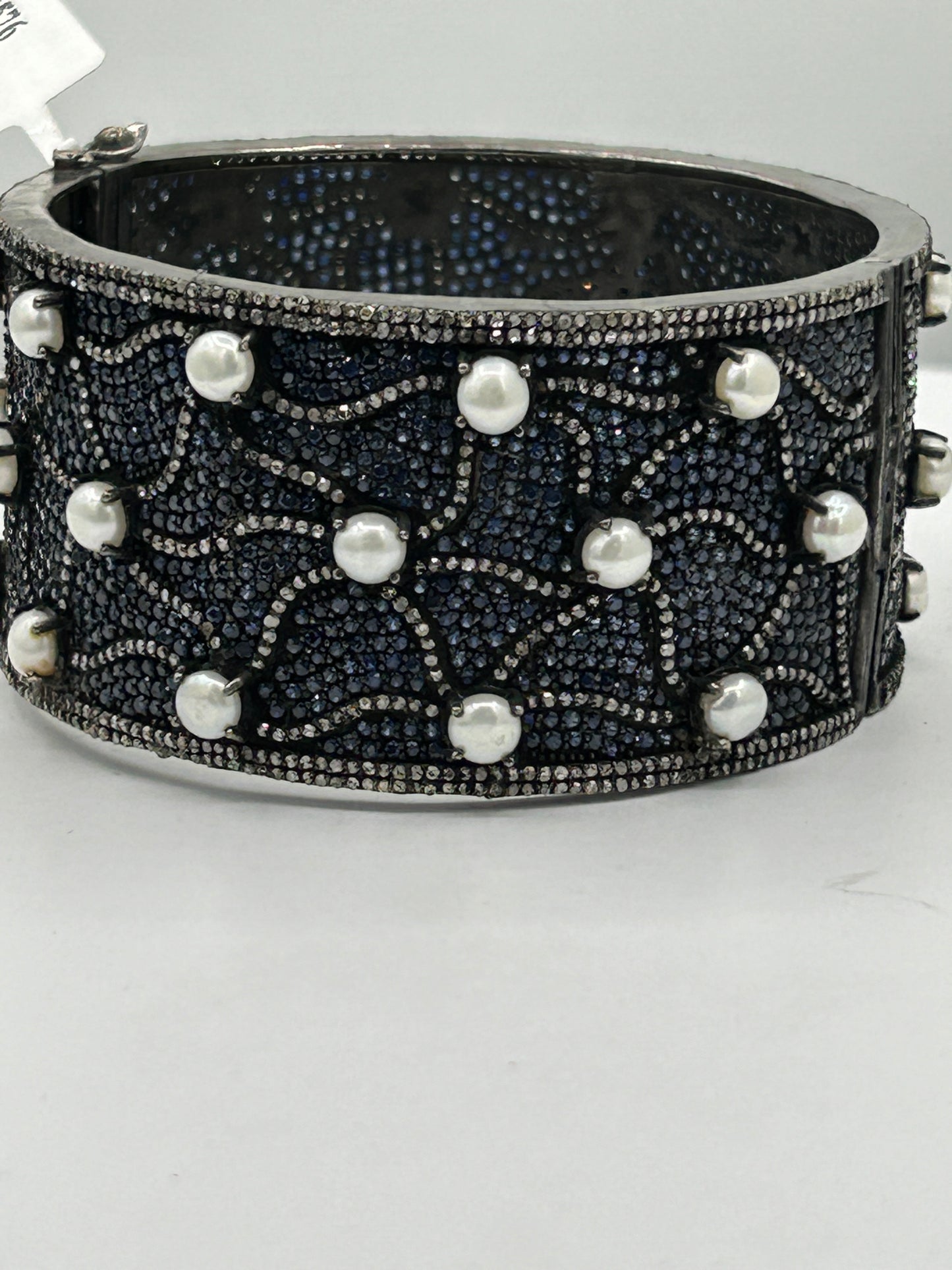 Diamond Bangels with Blue Sapphire and Pearl