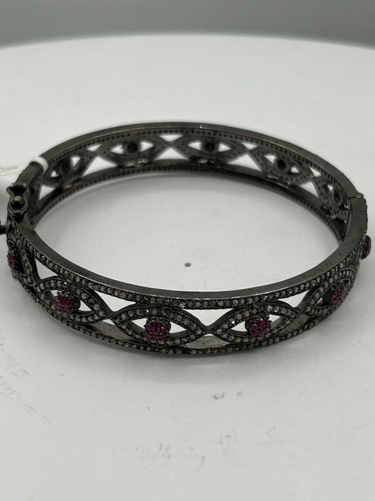 Ruby Evil Eye Diamond Bangle