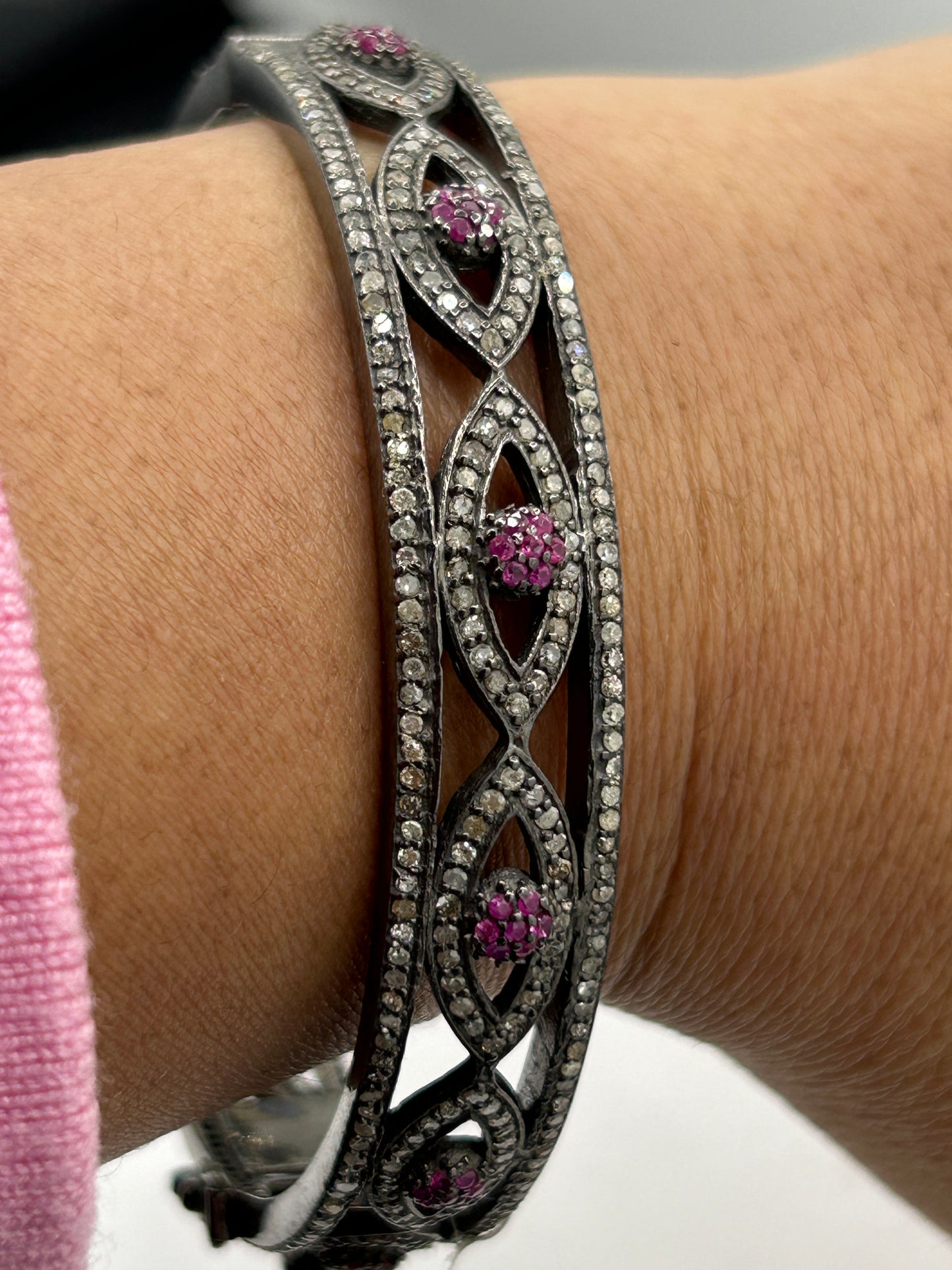 Ruby Evil Eye Diamond Bangle