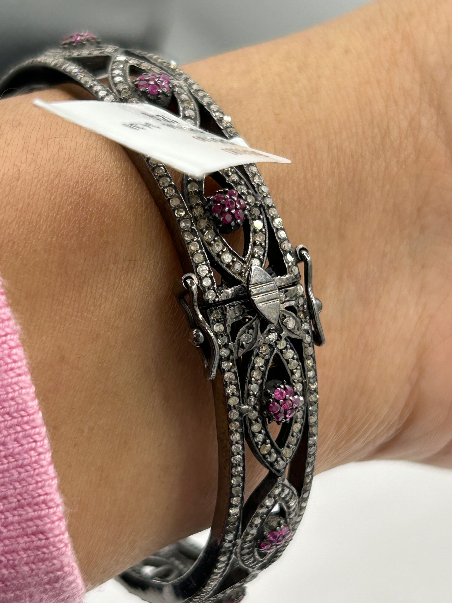 Ruby Evil Eye Diamond Bangle