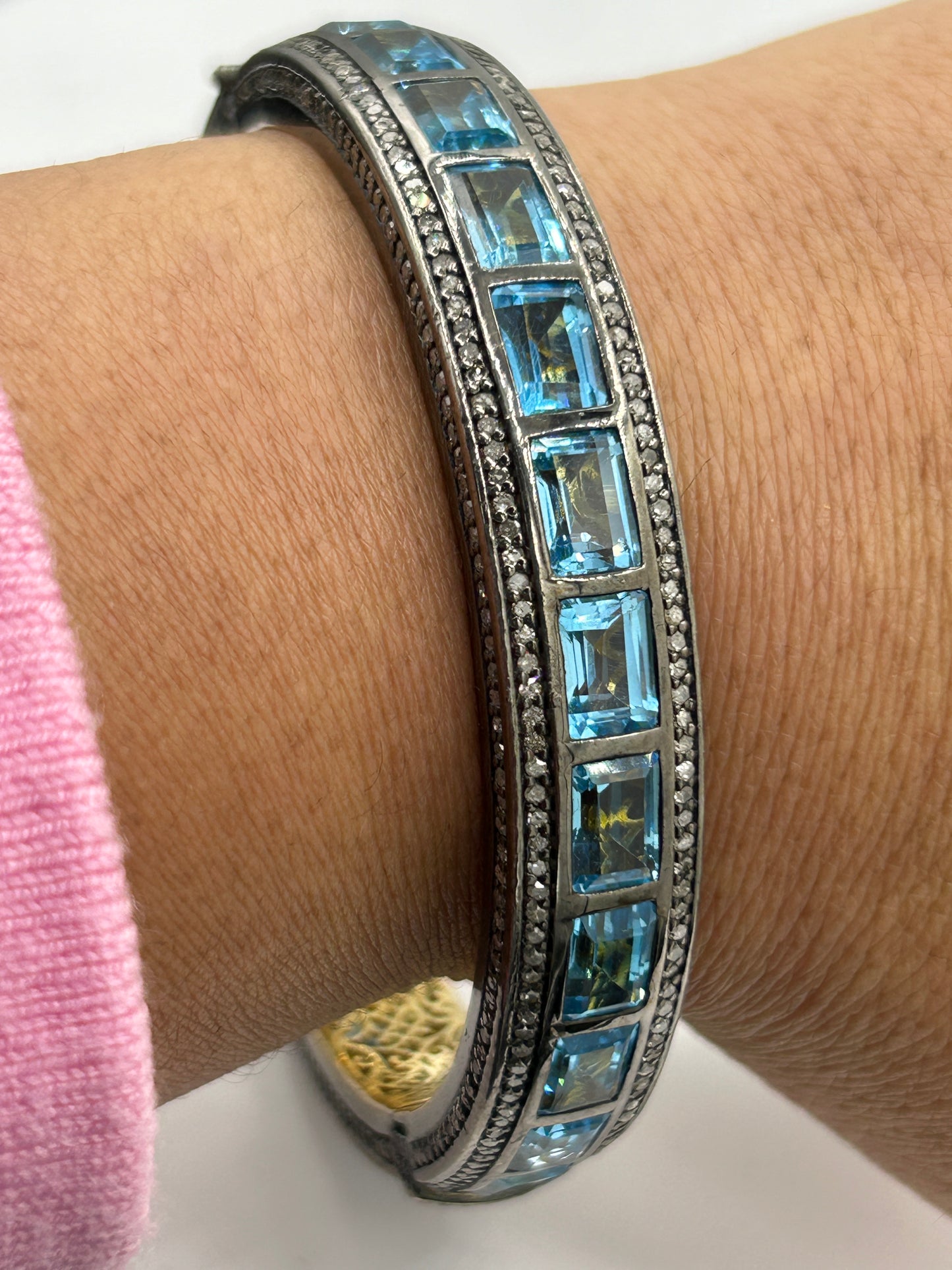 Blue Topaz Diamond Bangle