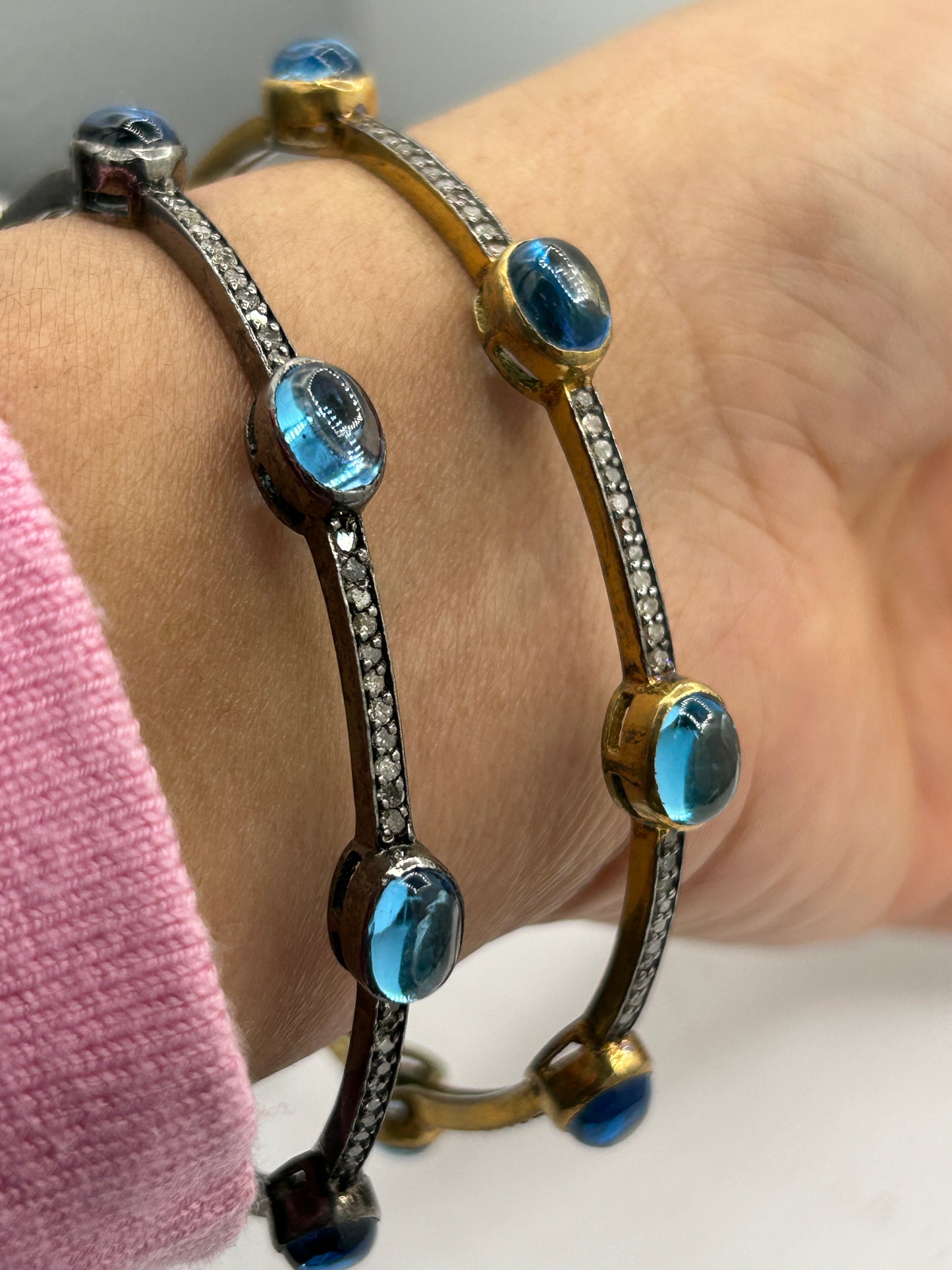 Blue Topaz Diamond Bangle