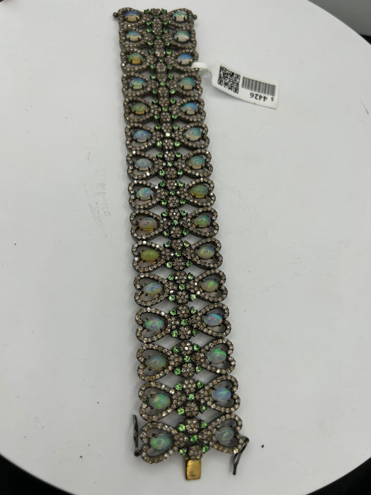 Opal Tsavorite and Diamond Designer Bracelet