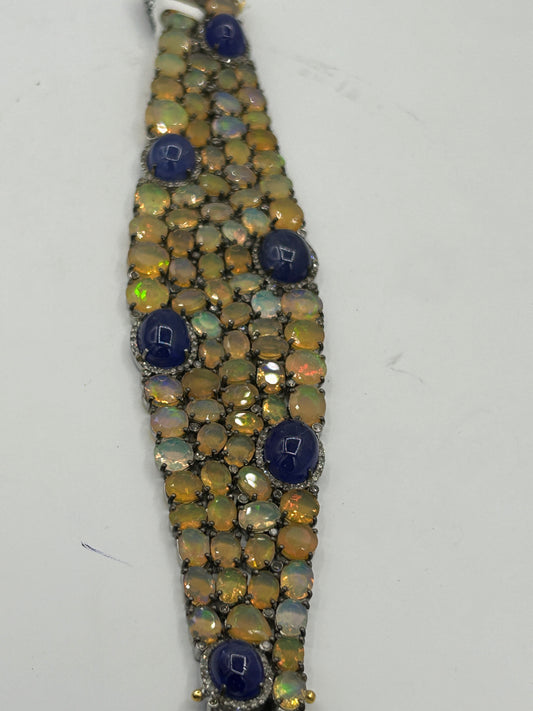 Opal Tanzanite Diamond Designer Bracelet