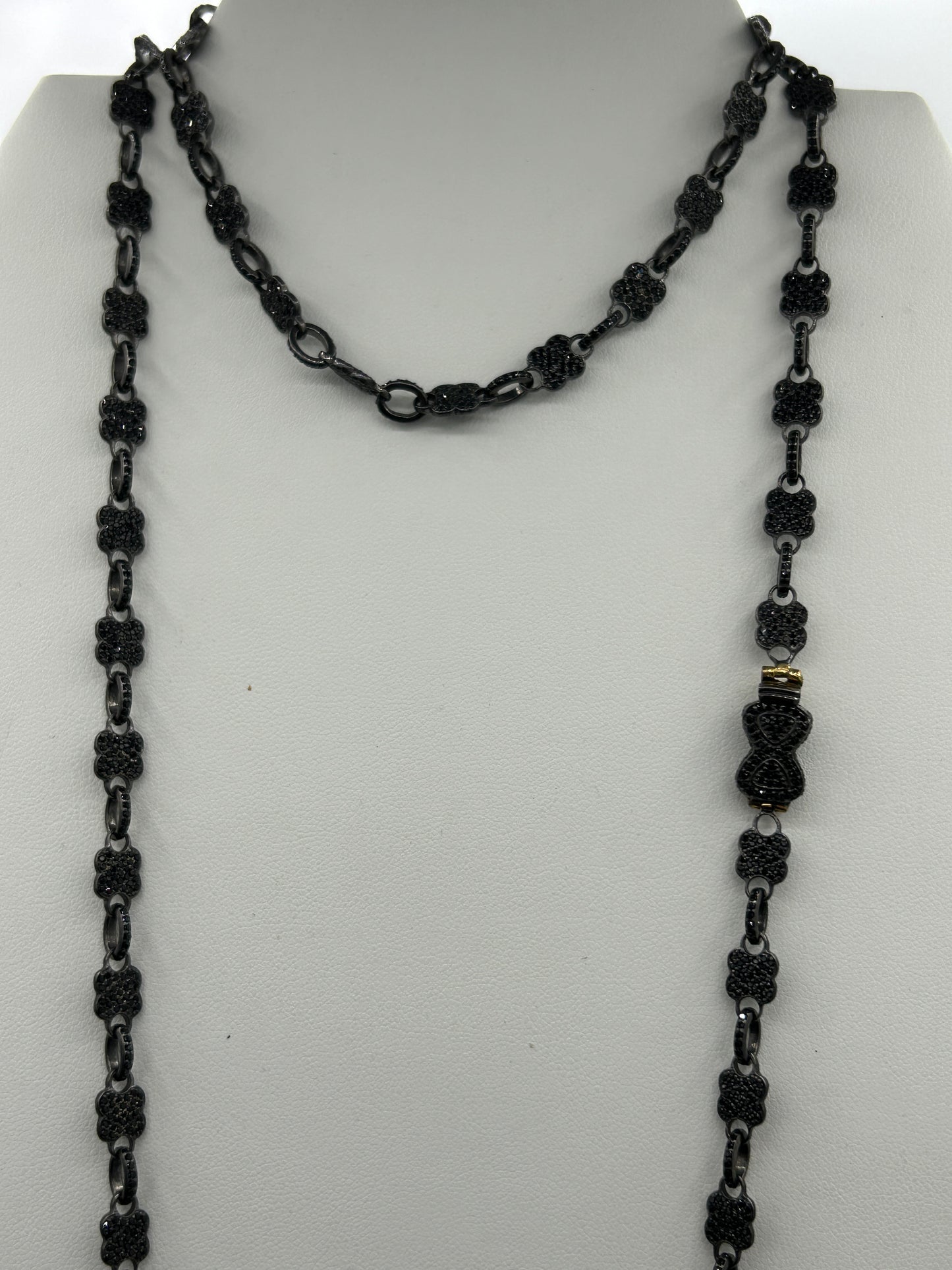 Sterling Silver Black Spinel Link Necklace