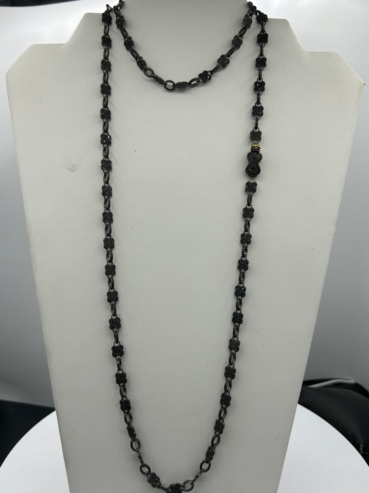 Sterling Silver Black Spinel Link Necklace