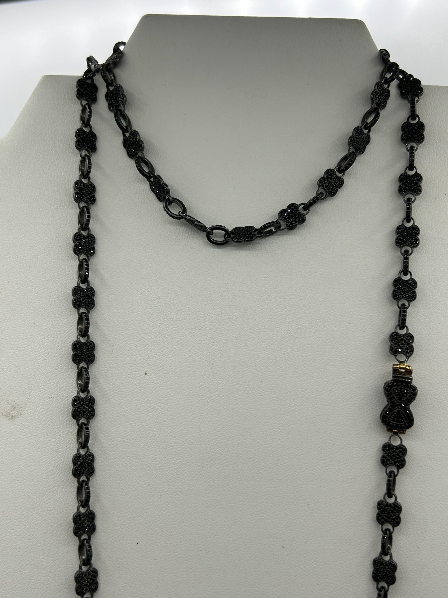 Sterling Silver Black Spinel Link Necklace