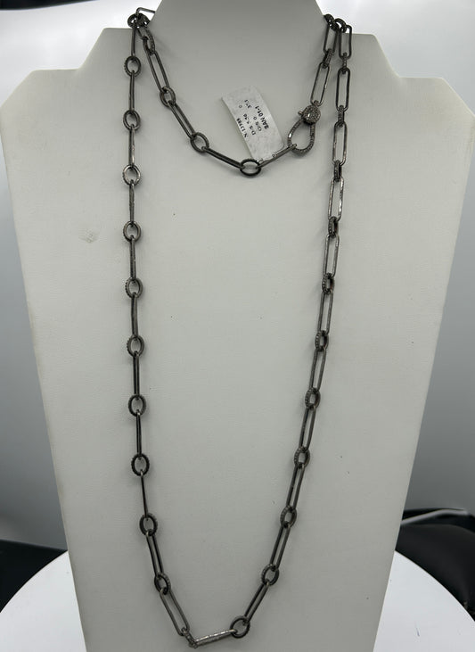 Sterling Silver Link Necklace with Diamonds