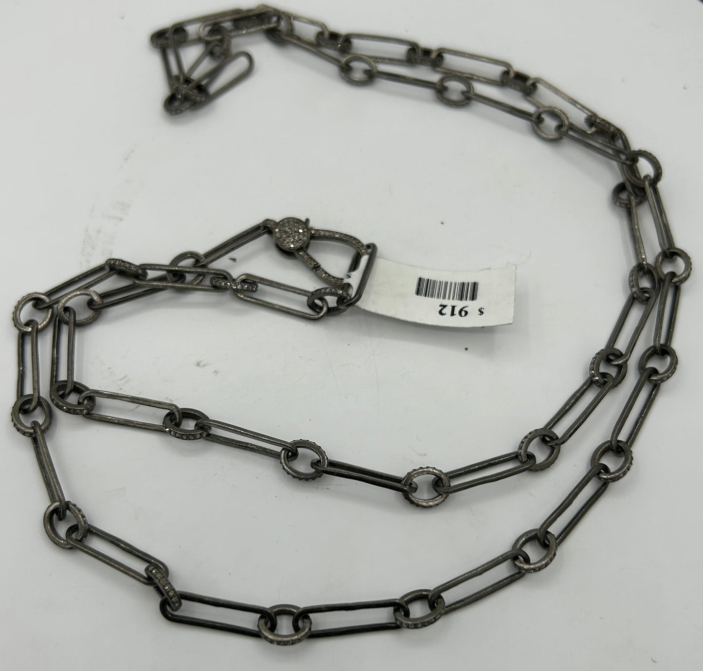 Sterling Silver Link Necklace with Diamonds