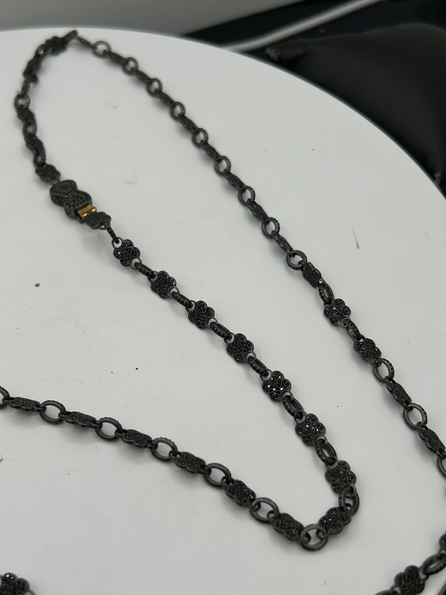 Sterling Silver Black Spinel Link Necklace