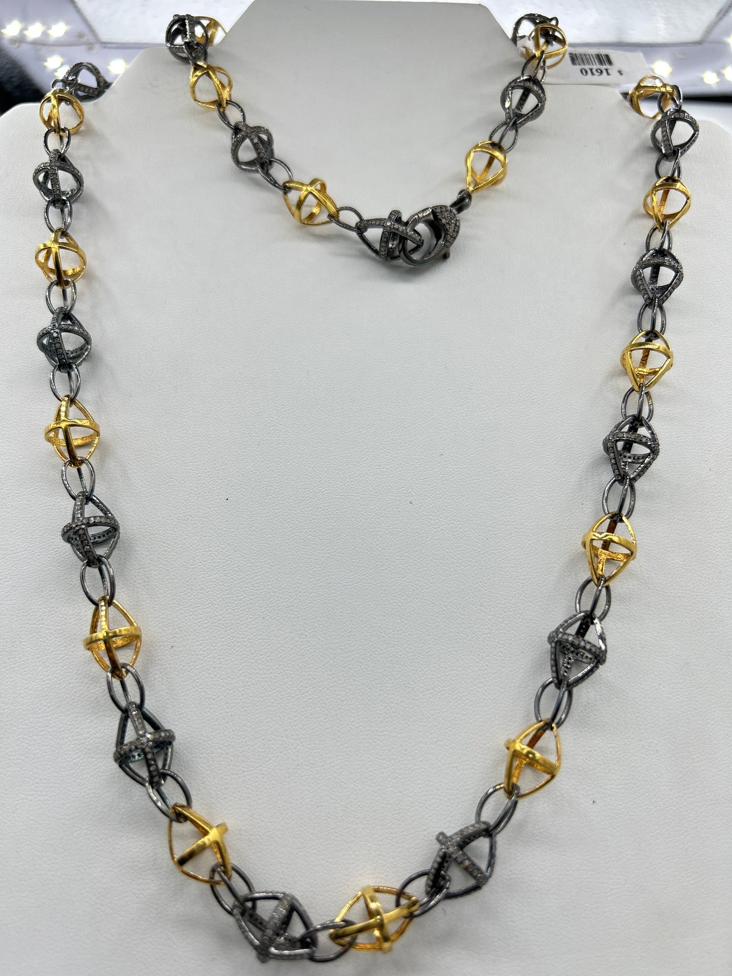 TwoTone Link Diamond Long Necklace