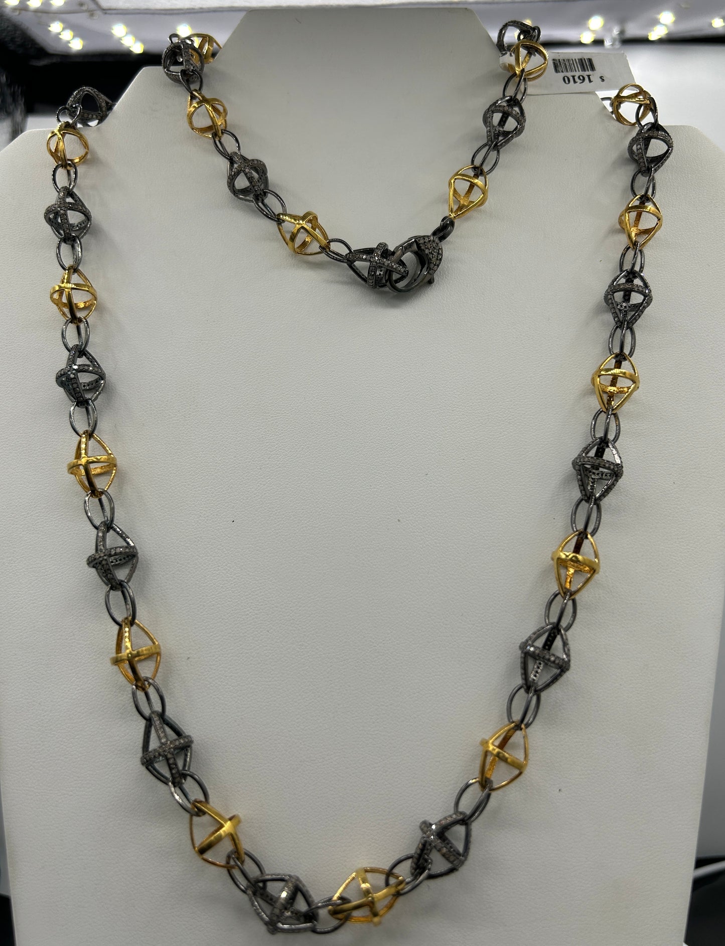 TwoTone Link Diamond Long Necklace