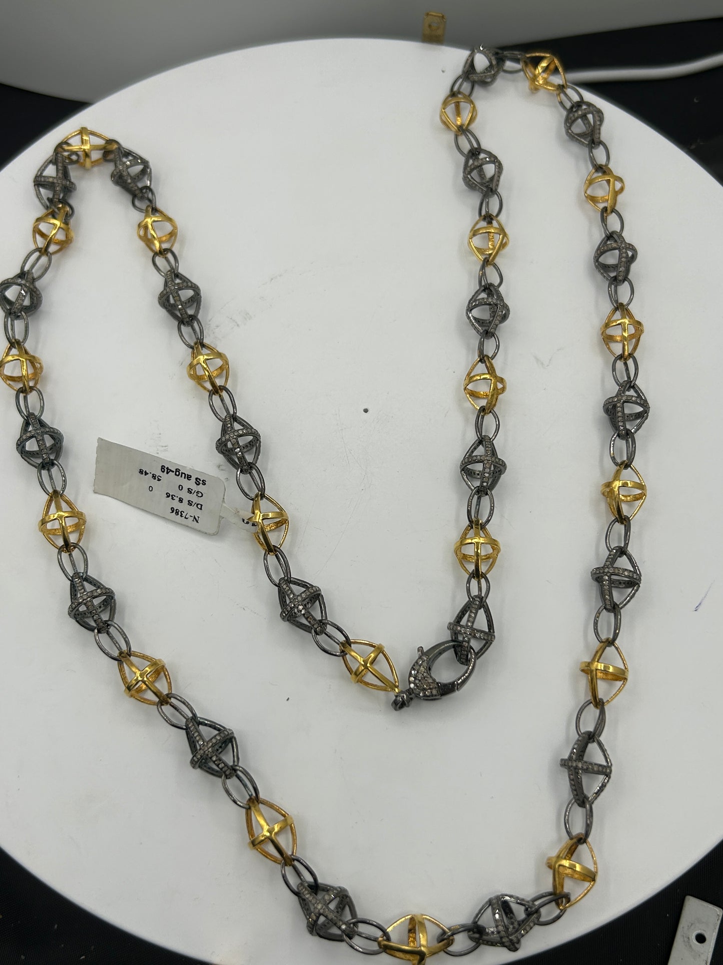 TwoTone Link Diamond Long Necklace