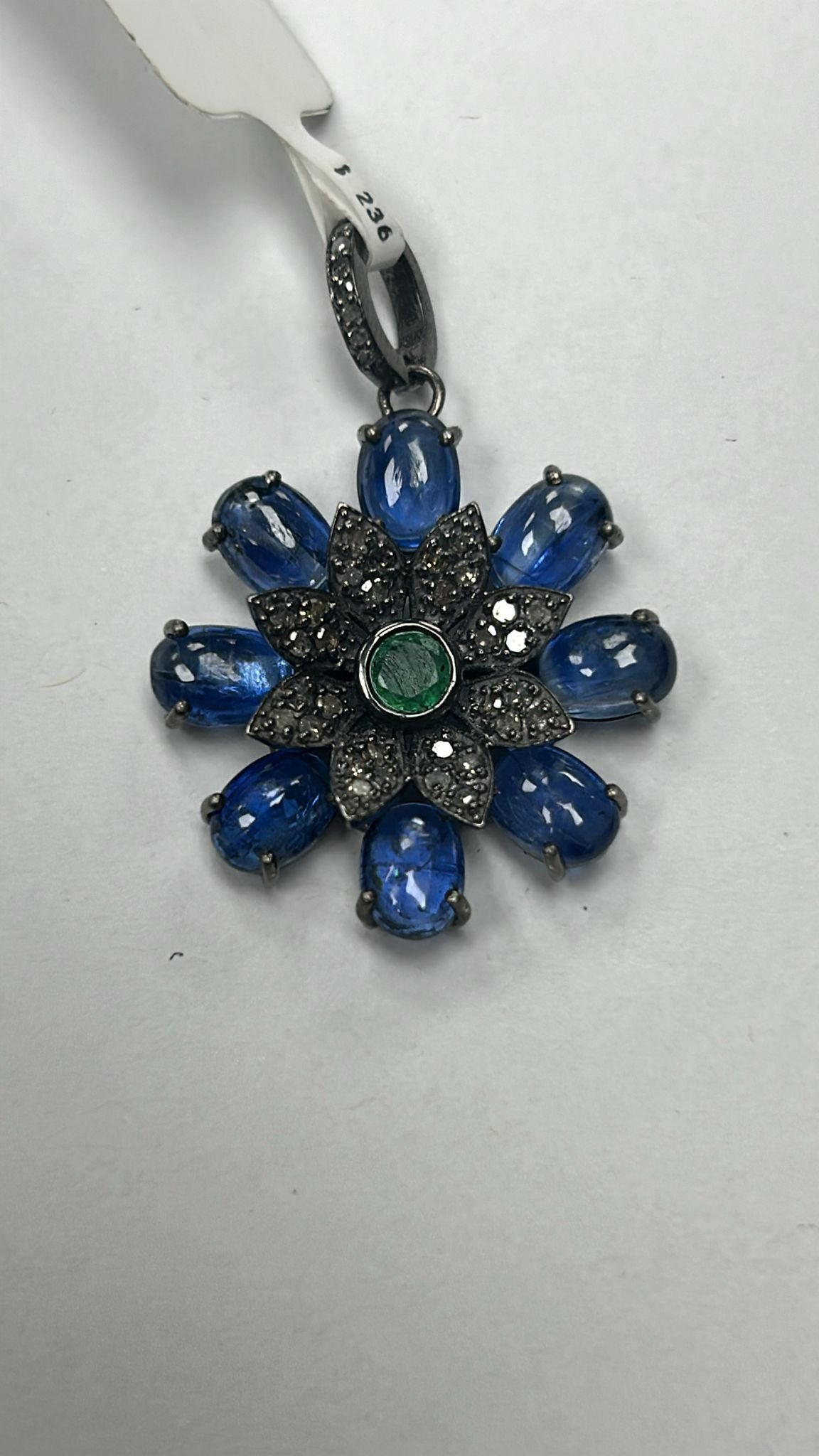 Flower Silver Pave Diamond Pendant