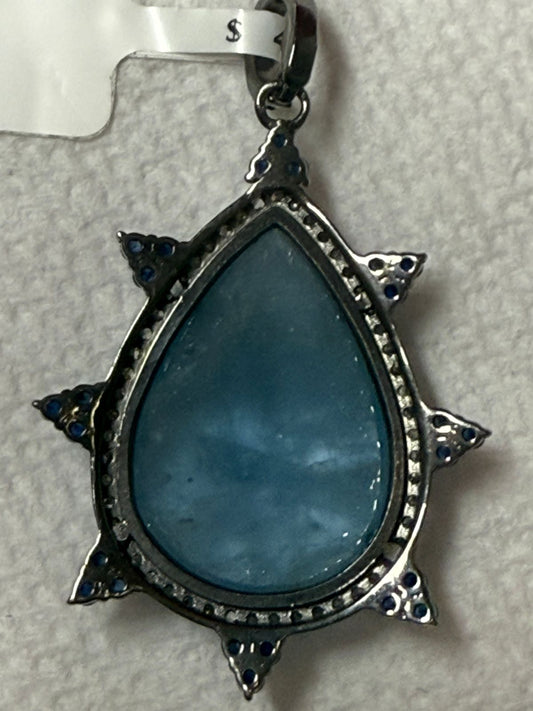 Aqua Sapphire Diamond Pendant