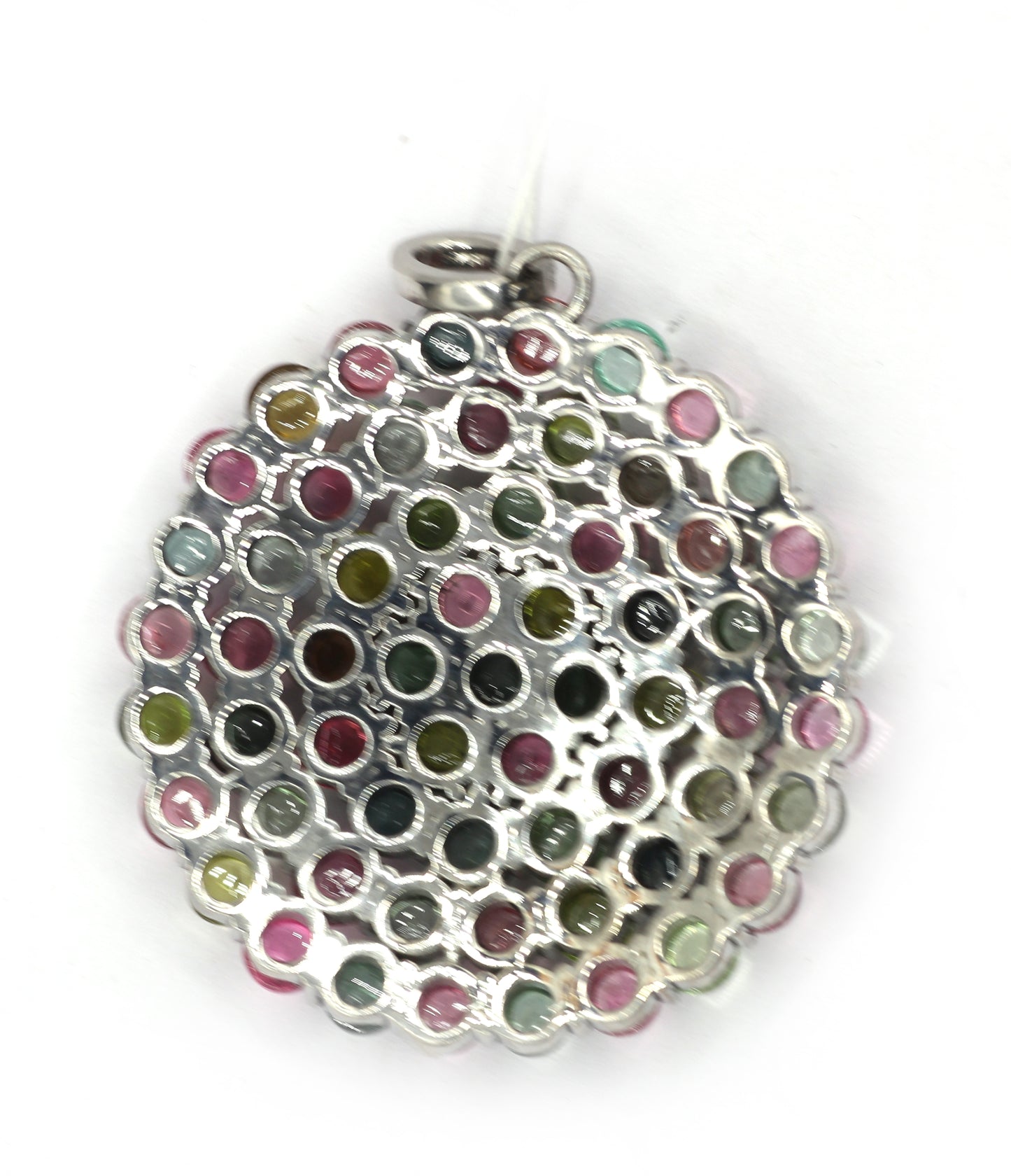 Round Silver Pave Diamond Pendant