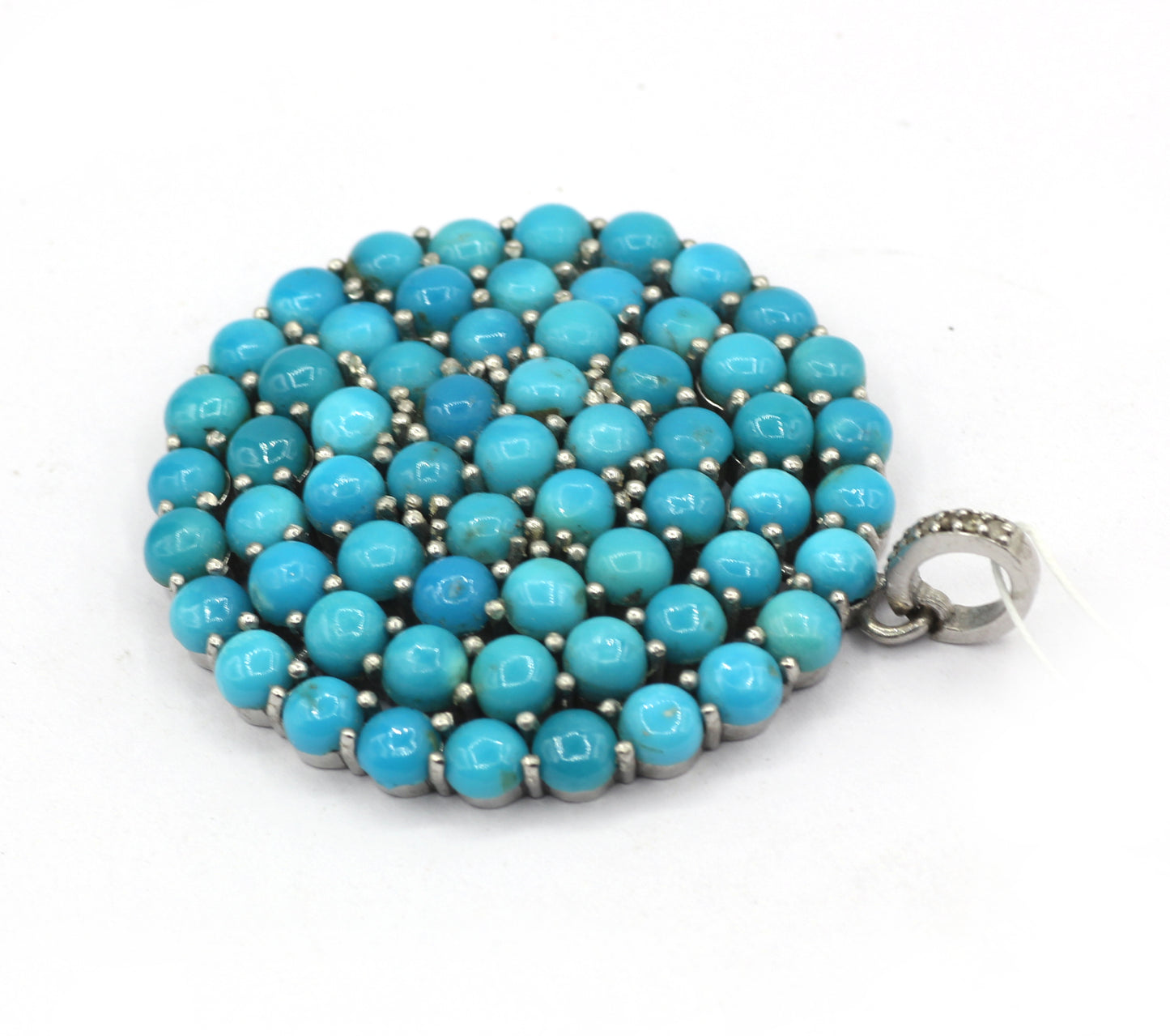 Round Silver Pave Diamond Pendant