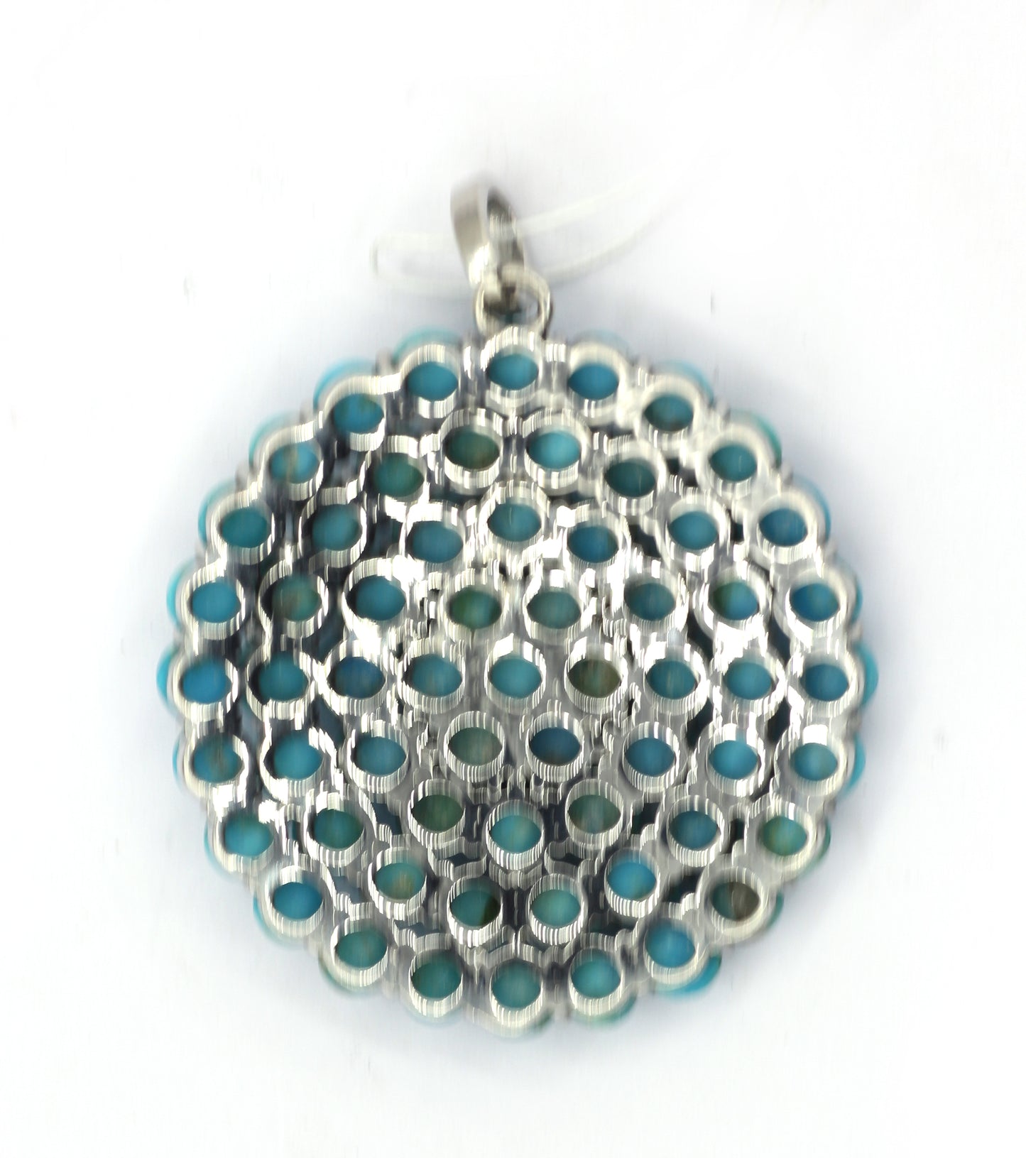Round Silver Pave Diamond Pendant